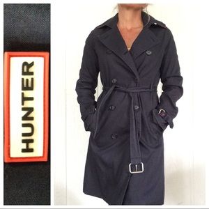 HUNTER CLASSIC REFINED NAVY BLUE TRENCH COAT SZ 4